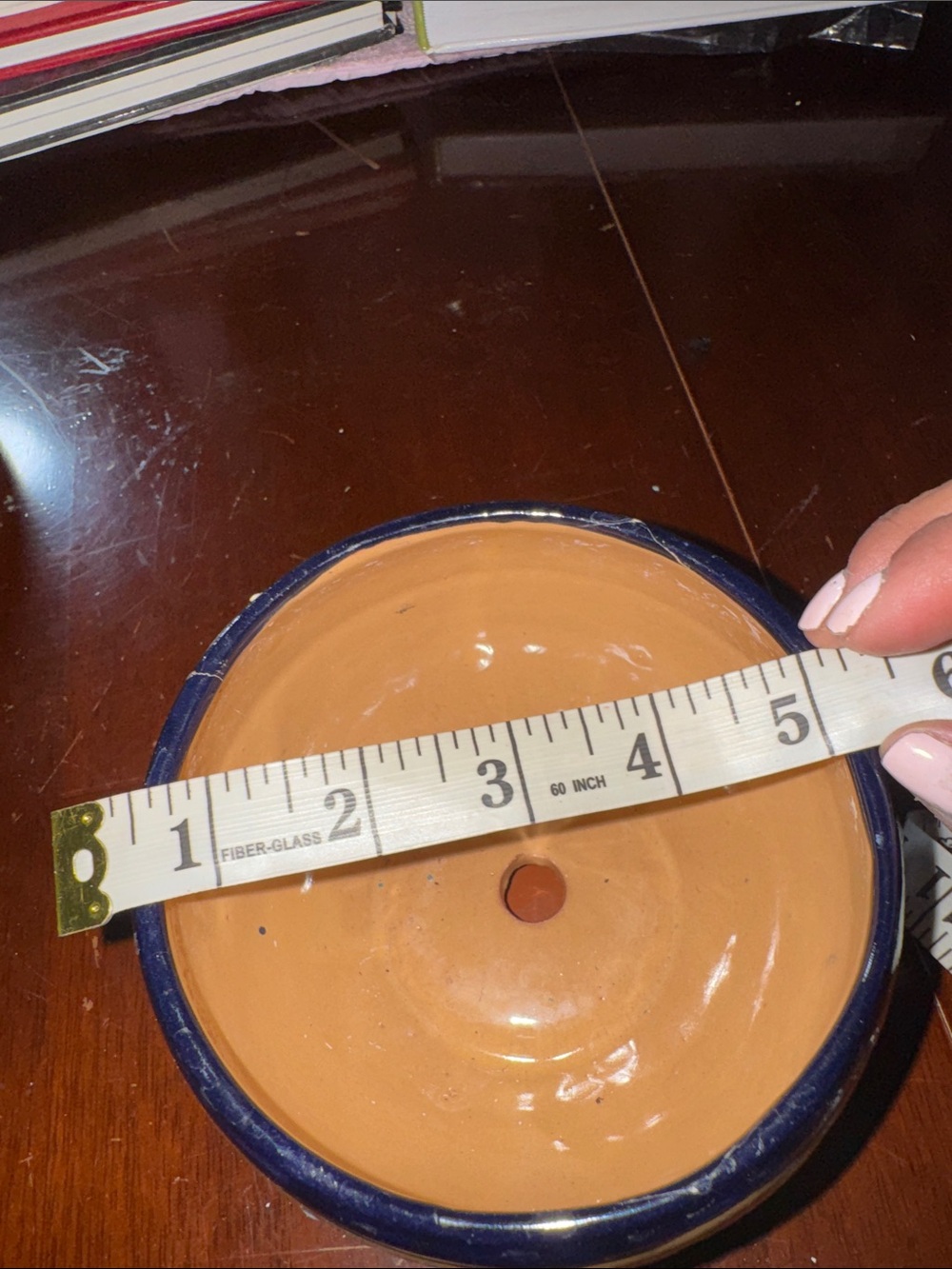 Made in Mexico Handcrafted Orange Floral Ceramic Planter Bowl with bottom tray - Picture 12 of 12